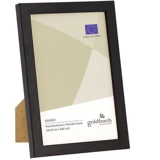 goldbuch 90 0899 Bilderrahmen Skandi 20x30 cm, Einzelrahmen aus Echt Holz, Portraitrahmen zum Stellen, Holzrahmen mit Wandhalterung, Foto Rahmen, Frame schwarz