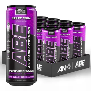 Applied Nutrition ABE Pre Workout Dosen – 12 x 330 ml – Amerikanische Traube – Koffeinhaltiges, zuckerfreies Energy-Getränk