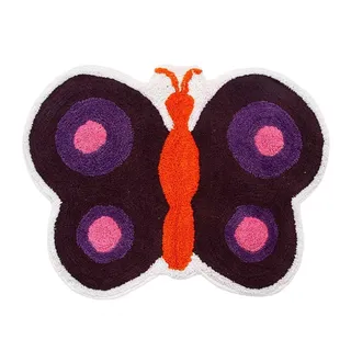 Homescapes Schmetterling Kinderteppich 55 x 80 cm Lila/Orange