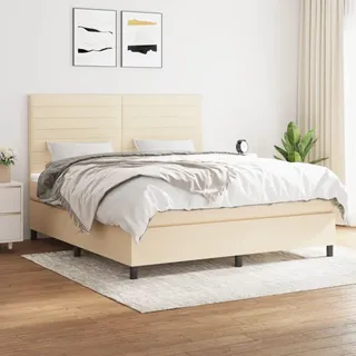 vidaXL Boxspringbett mit Matratze Creme 160x200 cm Stoff - Creme