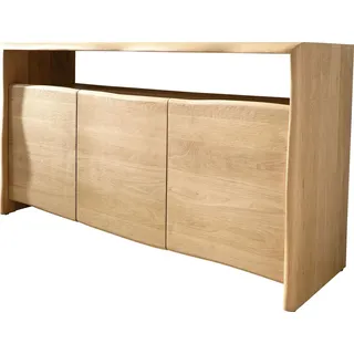 DeLife Sideboard Live-Edge 145 cm Eiche Natur 3 Türen Massiv, Sideboards, Baumkantenmöbel, Massivholzmöbel, Massivholz