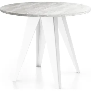 WFL GROUP Esstisch Hellgrau, Holzwerkstoff, 6-Sitzer, Rund,Rund, 90x76x90 cm Esszimmer, Esstische