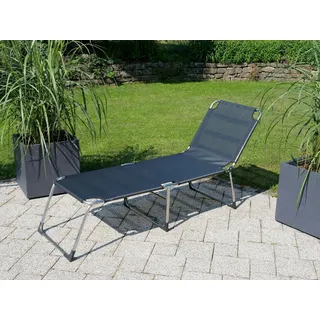 Dreibeinliege , Dunkelgrau , Metall, Textil , 191x38x58 cm , wetterbeständig, UV-beständig, rostfrei, klappbar, stufenlos verstellbar , Gartenmöbel, Gartenliegen, Sonnenliegen