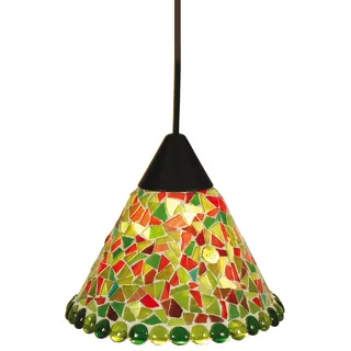 Näve Leuchten Pendelleuchte MOSAIK mit E14 Pendelleuchte MOSAIK mit E14 Pendelleuchten - Mosaik-Pendelleuchte d:19cm, Hängelampe im Landhaus Stil, aus Glas in rot, 16 cm hoch, Ø 19 cm, E14-Fassung - Grün