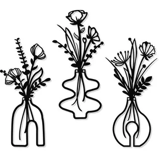 Unyqoos® Moderne Metall-Blumen-Wanddekoration – abstrakte Wanddeko aus dickem, hochwertigem Metall, mit Montageöffnungen für Wohnzimmer, Schlafzimmer, Küche & Büro - Schwarz
