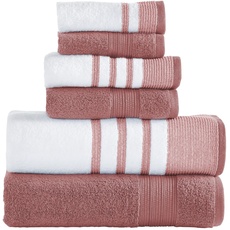 Modern Threads 6-teiliges Set, 2 Badetücher, 2 Handtücher, 2 Waschlappen, schnell trocknend, weiß/kontrastierend, Reinhart Palisander