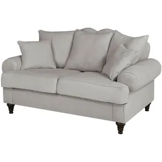 Furn.Design Sofa hellgrau Landhaus, Couch 2-Sitzer 170 cm , Textil , Nachbildung , 170x95x100 cm , Wohnzimmer, Sofas & Couches, Sofas, 2-Sitzer Sofas