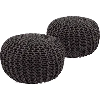 Strickhocker 2er Set Pouf Sitzpouf Sitzpuff Pouf Bodenkissen Ø 55cm grau/grau