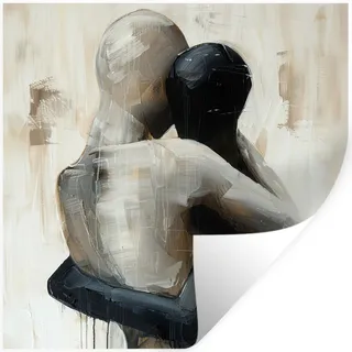 MuchoWow Wandtattoo Abstrakt - Liebe - Schwarz und weiß - Modern 50x50 cm , Kunststoff , 50x50x0.1 cm , Tapeten & Wandverkleidungen, Wandtattoos & Sticker