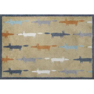 Wash+Dry FUßMATTE Running Mr Fox, Braun, Textil, Fuchs, rechteckig, 60x85 cm Oeko-Tex® Standard 100, für Fußbodenheizung geeignet, pflegeleicht, Teppiche , Böden, Fuß , Stufenmatten, Fußmatten