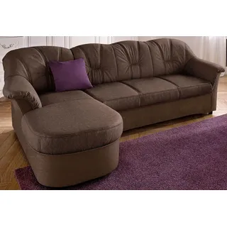 DOMO collection Ecksofa »Flores Schlafsofa, B/T/H: 233/142/86 cm, L-Form« wahlweise mit Bettfunktion, wahlweise mit Federkern, auch in Leder, braun