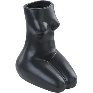 Beliani Blumenvase Porzellan schwarz Pyrgos