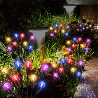 Amouhom Solar Firefly Gartenlichter, 4 Stück 8 LED Solarleuchten für Garten, IP65 Wasserdicht Wegebeleuchtung für Terrasse, Balkon, Treppen, Hof und Weihnachtsdeko