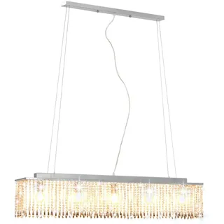 Deckenleuchte mit Kristallperlen Silbern 104 cm E14 - Silber