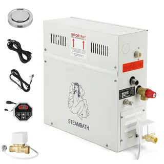 CGOLDENWALL 6KW Sauna Dampfgenerator 220V für Haus und Gewerbe, Sauna/Dusche/Bad/SPA, mit Automatischer Entwässerung, LED-Digital-Regler für 6 m3 Raum- Automatischer Thermostat 35-55°C