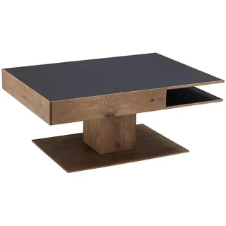 Valnatura Couchtisch , Anthrazit, Eichefarben , Holz, Glas , Kerneiche , vollmassiv , 1 Schublade(n) Schubladen , rechteckig , Säule, Bodenplatte , 75x46x105 cm , Goldenes M, Made in Germany , Stauraum , Wohnzimmer, Wohnzimmertische, Couchtische, Couchtische Glas
