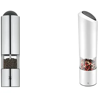 WMF Elektrische Mühle 21 cm, Salz und Pfeffermühle unbefüllt & Elektrische Mühle 21 cm, Salz- und Pfeffermühle unbefüllt, Kunststoff, Keramikmahlwerk, weiß