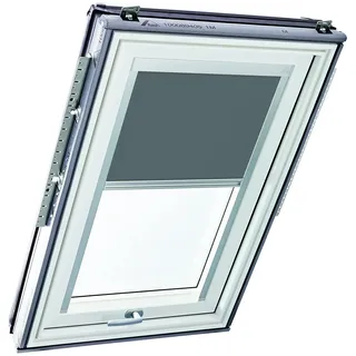 Original Roto Rollo Exclusiv ZRE für Roto Dachfenster - Führungsschiene Silber - Tageslichtrollo Baureihe Designo R6/R8, i8 und Classic 64/84 - Größe 065/118 | 06/11 - Stofffarbe Dunkelgrau