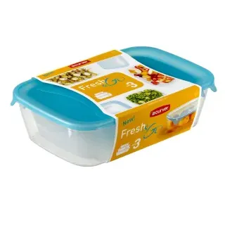 CURVER FRESH & GO Frischhaltedose , 3-tlg, Vorratsdosen aus Kunststoff, 1 Set: 1 x 0,5 Liter, 1 x 1,0 Liter, 1 x 2,0 Liter