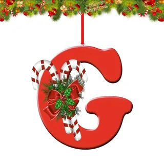 26 Buchstaben-Ornamente Weihnachtsbaum-Dekoration, personalisiertes hängendes Dekor-Anhänger für Weihnachtssocken Baum Schornstein, wiederverwendbare 26 Alphabet für DIY Weihnachtsbastel-Ornamente (G)