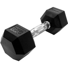 ab. Hexagonal Dumbbell | 6kg (13.2LB) Includes 1 x 6Kg (13.2LB) | Black | Material : Iron with Rubber Coat | Exercise, Fitness and Strength Training Weights at Home/Gym for Women and Men
