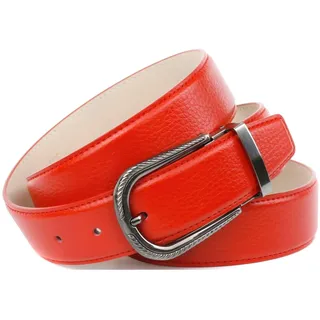 Anthoni Crown Ledergürtel in rot, mit Dornschließe in Diamant-schwarz,