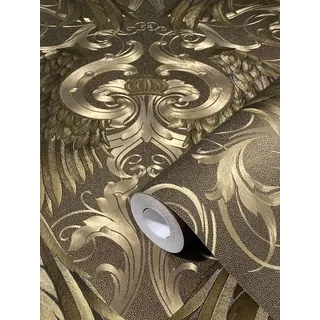 marburg Tapete Gold Barock Krone Edel Klassisch Kollektion Glööckler Imperial Schlafzimmer Wohnzimmer Made in Germany 10,05m X 0,70m 52540 BEKANNT AUS DEM TV! (Packung mit 6)