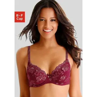 LASCANA Bügel-BH »Wanda« mit Stickerei Spitze in floraler Optik, Dessous, rot