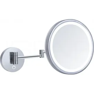 DEUSENFELD KL100CTA - Premium Akku LED Wand Kosmetikspiegel, CTT - stufenlos einstellbarer Farbton von 2700-6500K, 6600mAh Lithium Akku, Ladegerät inkl. USB Kabel, LED Touch-Control, 10x Vergrößerung, verdeckte Befestigung, verchromt - Silber