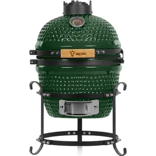 BBQ-Toro Kamado Grill Holzkohlegrill Ø 32 cm "HAIIRO" mit Grillrost und Thermometer, Grün - Grün