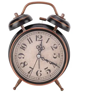 Atyhao Mechanischer Wecker, 4 "Retro mechanischer Wecker mit Nachtlicht Handaufzugsuhr Double Twin Bell(Schwarz)