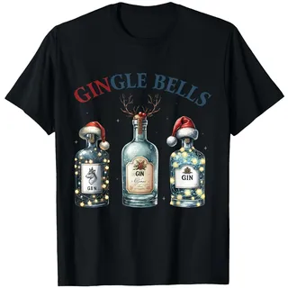 Gingle Bells Lustiger Gin Gin Bells Weihnachtsbaum Merry Xmas T-Shirt