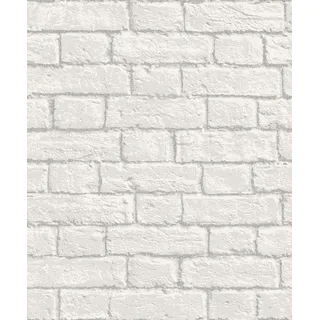 Coloroll M1038 Wandtapete, Glitzer-Stein-Design, weiß, falsche Steinwand