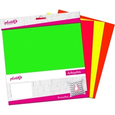 PlottiX, Schneideplotter Zubehör, PremiumFlock Neon Bundle 30cm x 30cm (4 Folien)