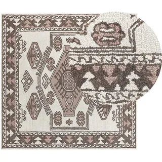 Beliani Vintage-Teppich Tomarza 200/200 cm , Multicolor , Textil , Orientalisch , Quadratisch , 200x200 cm , Teppiche und Böden, Teppiche, Vintageteppiche