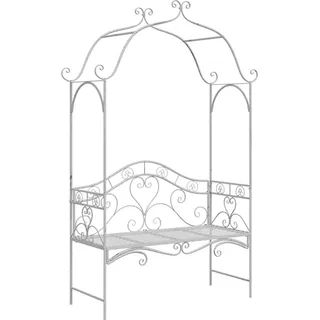 SYFAXTM Gartenbank Antik Weiß 121 x 48 x 200 cm Stahl - Weiß