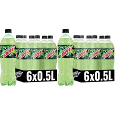 Mountain Dew Regular, Koffeinhaltige Limonade mit Lemon-Lime-Geschmack, das Kultgetränk aus den USA EINWEG (6 x 0.5 l) (Packung mit 2)