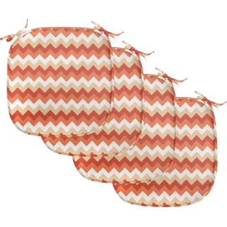 ABAKUHAUS Koralle Polster für Esszimmerstühle, Chevron Arrows Geometric, Dekoratives wasserfestes Kissen mit Riemen für Küchensitze, 40 cm x 40 cm-4er Pack, Orange Coral Weiß