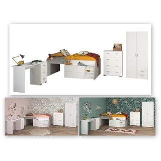 Parisot Jugendzimmer-Set Milky 11 90 x 200 cm Spanplatte grau/weiß