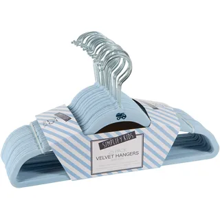 Simplify Kinder-Kleiderbügel, Samt, schmal, rutschfest, platzsparend, Farben passend zu jedem Baby-Kinderhaus, Hellblau, 25 Stück