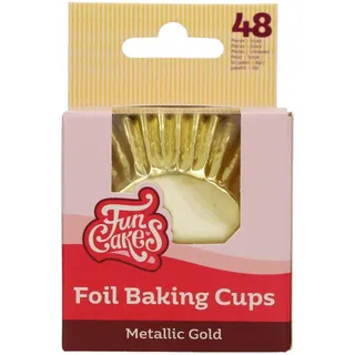FunCakes Baking Cups Metallic Gold 48 Stück Muffin und Cupcake Förmchen Papier, Folie Backförmchen Aluminiumfolie, Perfekt für Cupcakes und Muffins - Pk/48