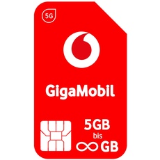 Vodafone Mobilfunktarif GigaMobil Triple SIM | 1 Karte - Wähle Deinen Tarif von 5GB bis Unlimited Datenvolumen | Aktion 24x20% Tarifrabatt | 5G-Netz | EU-Roaming | Telefon- SMS-Flat ins deutsche Netz