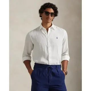 Polo Ralph Lauren für Herren. 710966294003 Maßgeschneidertes Leinenhemd weiß (M), Lässig, Langarm