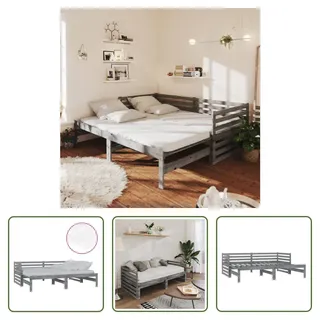 The Living Store Ausziehbares Tagesbett 2x(90x200) cm Grau Massivholz Kiefer - Grau