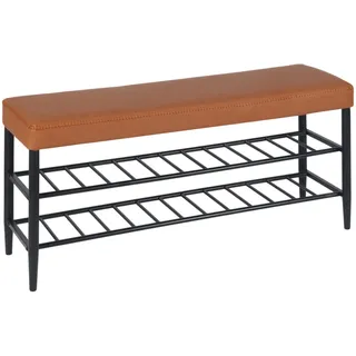 Relaxdays Schuhbank 100 x 19 x 30 cm braun / orange
