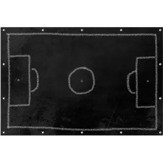 Wallario Outdoor-Poster für Garten oder Balkon, Motiv Fußballfeld aus Kreide, in ca. 120 x 180 cm - Schwarz