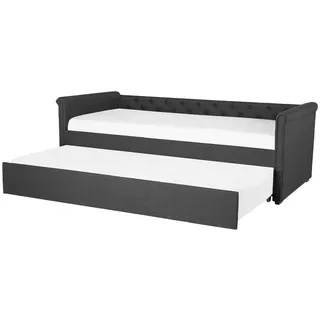 Beliani Tagesbett 80/200cm Dunkelgrau Libourne , Textil , 80x200 cm , Schlafzimmer, Betten