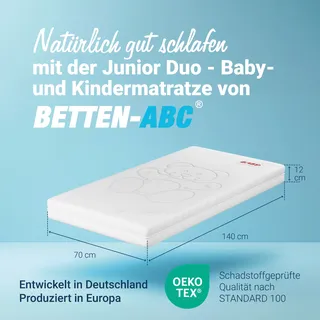Betten-ABC Junior-Duo – Matratze mit Rundum-Trittkante, Wendematratze, Atmungsaktiv & Schadstoffgeprüft - 70x140