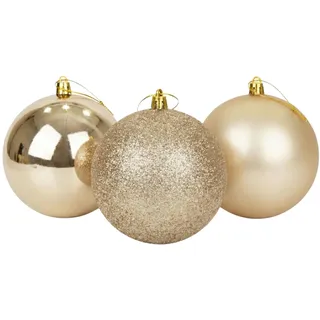 20 cm/3 große Champagner-Kugeln, PVC, bruchsicher, glänzend, matt, glitzernd, Weihnachtskugeln, Ornamente, sortiertes Set, Festliche Weihnachtsbaum-Hängedekorationen, rundes Ornament für Urlaub