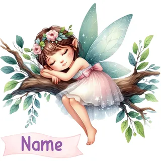 GRAZDesign Süßes Wandtattoo Fee mit Name personalisiert Kinderzimmer Mädchen, Feen Welt Wandaufkleber - 41x40cm
